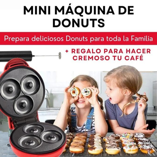 MINI MÁQUINA DE DONUTS + ESPUMADOR DE LECHE GRATIS!
